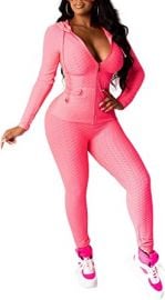 com Ophestin Women Textured Hoodie 2 Piece Solid Sports Jumpsuits Outfits Zip-up Sweatshirts Jacket Pants Joggers Tracksuits Set  Clothing Shoes amp Jewelry at Amazon