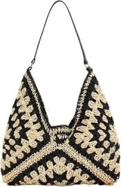 com Ovida Straw Beach Bag for Women Straw Hobo Bag Summer Straw Woven Tote Bag Large Straw Shoulder Handbags Black Clothing Shoes amp Jewelry at Amazon