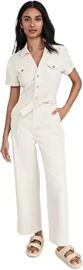 com PAIGE womens Anessa Jumpsuit Puff Sleeve Cropped Wide Leg Button Front in Quartz Sand Clothing Shoes amp Jewelry at Amazon