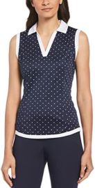 com PGA TOUR Women39s Polka Dot Printed Sleeveless Golf Polo Shirt Clothing Shoes amp Jewelry at Amazon