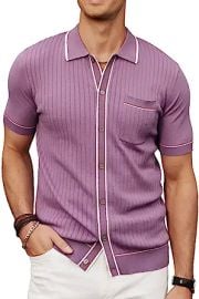 com PJ PAUL JONES Men39s Short Sleeve Knit Polo Shirt Vintage Button Down Golf Polo Clothing Shoes amp Jewelry at Amazon