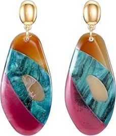 com Pendientes de gota de acrlico aretes geomtricos bohemios coloridos de Lucite verde rojo y caf Acrlico Ropa Zapatos y Joyera at Amazon
