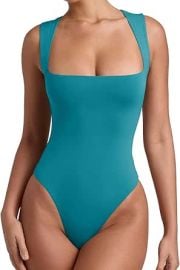 com REORIA Butsmooth Womens Sexy Sleeveless Square Neck Double Lined Basic Bodysuit Tank Tops Clothing Shoes amp Jewelry at Amazon