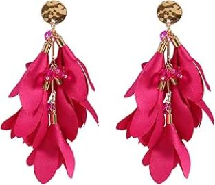 com Rose Red Flower Tassel Long Drop Earrings For Women Wedding Bridal Jewelry80461201 Clothing Shoes amp Jewelry at Amazon