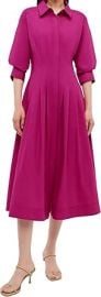 com SIMKHAI Jazz Pintuck Midi Dress XS Magenta Luxury Stores at Amazon