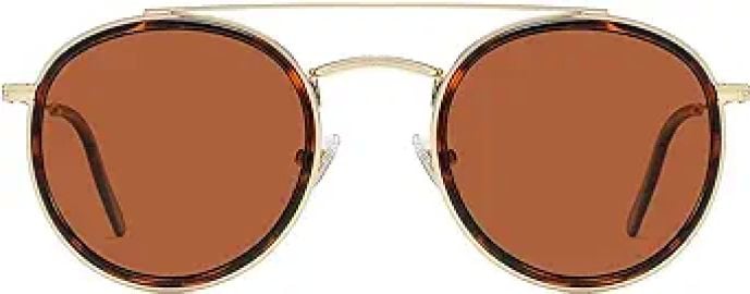 com SOJOS Retro Round Double Bridge Polarized Sunglasses for Women Men Twin Beams Circular UV400 Sunnies SJ1104 TortoiseBrown Clothing Shoes amp Jewelry at Amazon