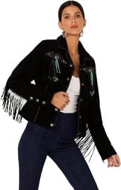 com Scully Women39s Fringe and Beaded Boar Suede Leather Jacket - L152-86 Clothing Shoes amp Jewelry at Amazon