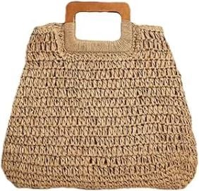 com Straw Woven Tote BagHandmade Large Straw Tote Bag Shopping And Holiday Straw Bag Fishing Net Bag Coach Bag For Womens brown Clothing Shoes amp Jewelry at Amazon