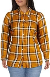 com Style amp Co Womens Plus Plaid Long Sleeve Button-Down Top Yellow 1X Clothing Shoes amp Jewelry at Amazon