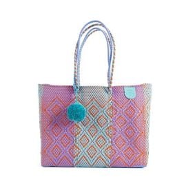 com Sunset Woven Super Tote Handwoven Recycled Plastic Tote Oaxaca Mexican Woven Bag Beach Bag Summer Bag Orange Purple amp Blue Beach Bag Water-Resistant Tote Handmade Products at Amazon