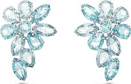 com Swarovski Gema Pierced Earrings Flower Motif Blue Mixed-Cut Crystals Rhodium-Tone Finished Settings Part of the Swarovski Gema Collection Clothing Shoes amp Jewelry at Amazon