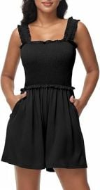 com Tanou Womenx27s Summer Casual Smocked Rompers Square Neck Sleeveless Loose Short Jumpsuit Flowy Beach Outfits with Pockets Clothing Shoes amp Jewelry at Amazon