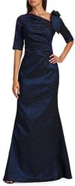 com Teri Jon by Rickie Freeman Metallic Bow Shoulder Gown  Clothing Shoes amp Jewelry at Amazon