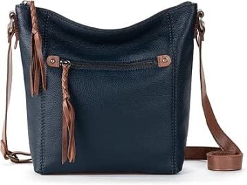 com The Sak Ashland Crossbody Bag in Leather Adjustable Crossbody Strap Indigo Clothing Shoes amp Jewelry at Amazon