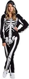 com Tipsy Elves Halloween Skeleton Costume for Women - Comfy Easy Adult Onesie Jumpsuit - Front and Back Print with Zip Up Mask Clothing Shoes amp Jewelry at Amazon