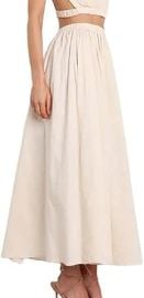 com ULEMON Womens Linen Skirts Casual Summer Elastic High Waisted A Line Pleated Midi Skirt with Pockets Clothing Shoes amp Jewelry at Amazon