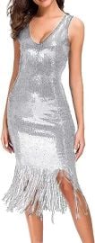 com VVMCURVE Women39s Sexy V Neck Sequin Glitter Bodycon Stretchy Club Flapper Dress 20s Great Gatsby Party Gowns Clothing Shoes amp Jewelry at Amazon