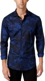 com Vince Camuto Menx27s Camouflage-Print Long-Sleeve Shirt Navy Black S Clothing Shoes amp Jewelry at Amazon