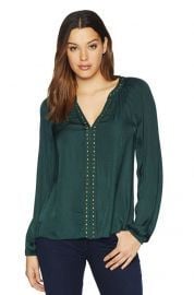 com Vince Camuto Women39s Long Sleeve Rumple Stud Trim Blouse Clothing at Amazon