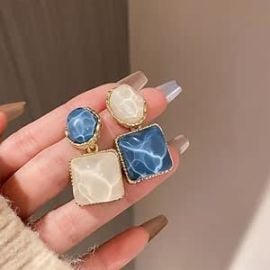 com Vintage French Elegant Enamel Geometric Earrings for Women Korean Style Gold Color Metal Heart Stud Earrings Wedding Jewelry Clothing Shoes amp Jewelry at Amazon