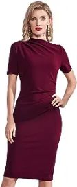 com WEHOMY Women39s Dress Zip Back Solid Pencil Dress Color Maroon Size Large Clothing Shoes amp Jewelry at Amazon