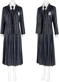 com Wednesday Adult Girls Blazer Nevermore Academy Cosplay Costume School Jacket Outfits Black Stripe Suits Dress Skirt Clothing Shoes amp Jewelry at Amazon
