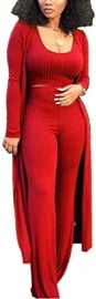 com Women 3 Piece Outfits Open Front Cardigan Cover Up Crop Tank Tops Wide Leg Palazzo Pant Set Jumpsuit Clothing at Amazon