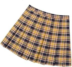 com Women Plaid Skirt High Waist A-Line Ladies Pleated Skirts Female Short Skirts Pleated Skirt Clothing Shoes amp Jewelry at Amazon