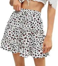 com Women39s Floral Flared Short Skirt Summer High Waist Ruffle Skirt Bohemian Skirt Clothing Shoes amp Jewelry at Amazon