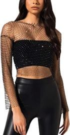 com Women39s Mesh Tank Tops Fishnet See Through Halter Hollow Out Rhinestone Cover up Crop Top Shirts for Festivals Raves Clubwear Black Clothing Shoes amp Jewelry at Amazon