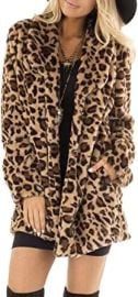 com Womens Leopard Print Long Zip Up Jackets Open-Front Faux Fur Cardigans Light amp Warm Autumn Winter Outwear Jackets Clothing Shoes amp Jewelry at Amazon