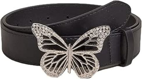 com Womenx27s fashion metal butterfly rhinestone buckle belt everything matching simple vintage belt decorative jeans belt black Everything Else at Amazon