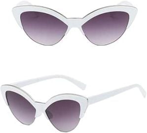 com XLUMIO Vat Eye Vintage Style Half Frame Womenx27s Sunglasses Black Cateye Retro Female Sunglasses Small GlassesWhite Grayone size Clothing Shoes amp Jewelry at Amazon