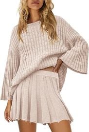 com Yanekop Womens 2 Piece Sweater Skirt Set Loose Matching Lounge Sets Comfy Pajamas Set Long Sleeve Top and Skirt Sets Clothing Shoes amp Jewelry at Amazon