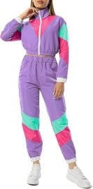 com Yisfri Womens Color Block 2 Piece Windbreaker Outfits Long Sleeve Zip Front Crop Top Tracksuit Set Clothing Shoes amp Jewelry at Amazon