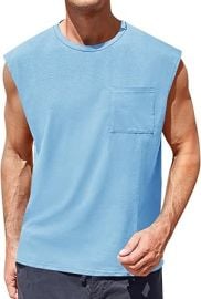 com ZIWOCH Mens Sleeveless Tank Tops Workout Cut Off Shirts Muscle Gym T Shirts with Pocket Clothing Shoes amp Jewelry at Amazon