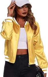 com Zeagoo Women39s Bomber Jacket Lightweight Zip Up Jacket Casual Striped Jacket Coat Outerwear Windbreaker with Pockets Clothing Shoes amp Jewelry at Amazon