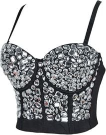 com meilun Womenx27s Glitter Rhinestone Bustier Gemstone Crop Top Corset Bra Clubwear Clothing Shoes amp Jewelry at Amazon