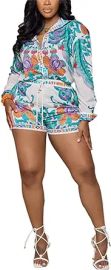 com tgojswa 2 Piece Shorts Set for Women Ethnic Top Shirt Boho Floral Print Outfits Summer Beach Rompers Clothing Shoes amp Jewelry at Amazon