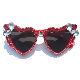 com willochra Heart shaped Rhinestone Sunglasses Women Fashion Diamond bling party Sun Glasses Crystal Shades pink Clothing Shoes amp Jewelry at Amazon