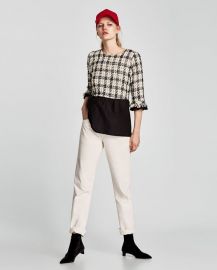 contrasting tweed top at Zara