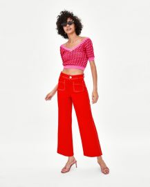 culottes with topstitching at Zara