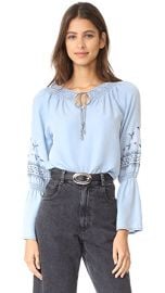 cupcakes and cashmere Kendi Embroidered Chambray Top at Shopbop