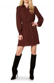 cupcakes and cashmere Sheryl Leopard Print Long Sleeve Minidress   Nordstrom at Nordstrom