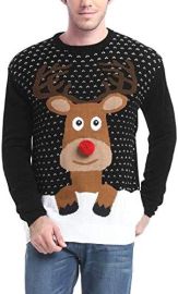 daisysboutique Men39s Holiday Reindeer Snowman Santa Snowflakes Sweater at Mens Clothing store at Amazon