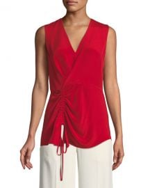 derek lam V-Neck Sleeveless Asymmetrical-Ruched Silk Blouse at Bergdorf Goodman