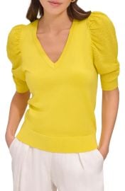 dkny Puff Sleeve V-Neck Sweater at Nordstrom