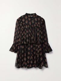 doen Alette ruffled tiered floral-print silk-georgette mini dress at Net a Porter