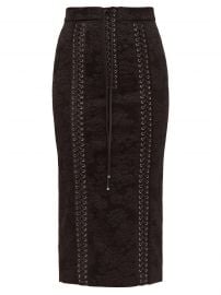 dolce gabbana Lace-up floral-jacquard pencil skirt at Matches