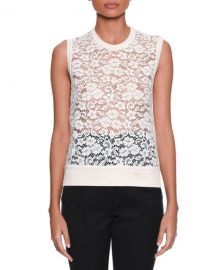 dolce gabbana Sleeveless Rose-Lace Front Knit Shell Top at Bergdorf Goodman